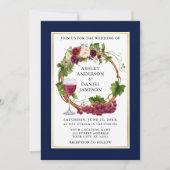 Waterverf Floral Grapes met blauwe bruiloft Kaart (Voorkant)