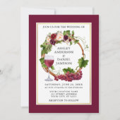 Waterverf Floral Grapes Wreatfoto Wedding Kaart (Voorkant)