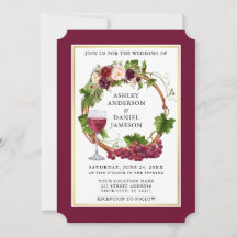 Waterverf Floral Grapes Wreath Burgundy Wedding