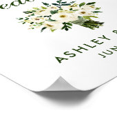 Waterverf Floral Green Bouquet Weddenschap Welkom Poster (Hoek)