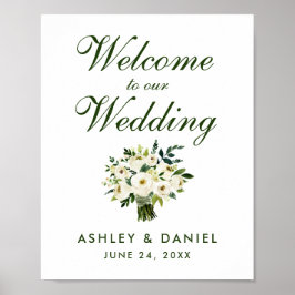 Waterverf Floral Green Bouquet Weddenschap Welkom Poster