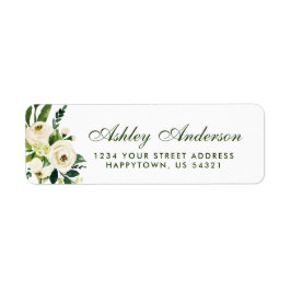 Waterverf Floral Green en White Address Etiket
