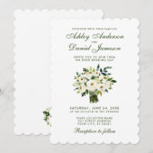 Waterverf Floral Green en White Wedding Bouquet Kaart (Voorkant / Achterkant)