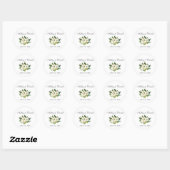 Waterverf Floral Green en White Wedding Ronde Sticker (Vel)