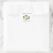 Waterverf Floral Green en White Wedding Ronde Sticker (Tas)