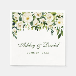 Waterverf Floral Green en White Wedding Servet