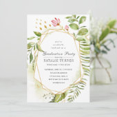 Waterverf Floral Green Foliage Graduage Party Kaart (Staand voorkant)