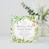 Waterverf Floral Green Foliage Graduage Party Kaart (Staand voorkant)