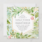 Waterverf Floral Green Foliage Weddenschap Kaart (Voorkant)