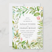 Waterverf Floral Green Foliage Weddenschap Kaart (Voorkant)