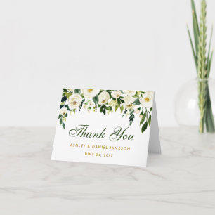 Waterverf Floral Green Gold Wedding Bedankt Opmerk