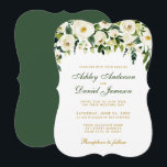 Waterverf Floral Green Gold Wedding Invitation GB Kaart<br><div class="desc">Waterverf Floral Botanical Green and White Wedding Invitation - Green and Gold Script - Bracket Style - Green back</div>