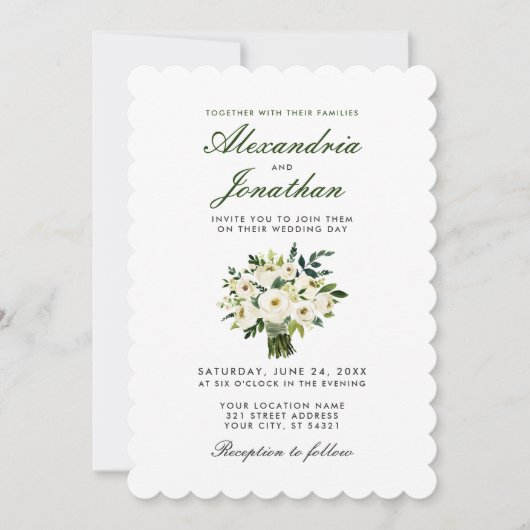Waterverf Floral Green Invite S Kaart (Voorkant)
