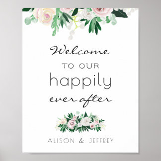 Waterverf Floral Green is gelukkig altijd na bruil Poster