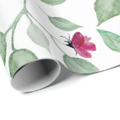 Waterverf "Floral Green Leaves Wrapping Paper" Cadeaupapier (Rol Hoek)
