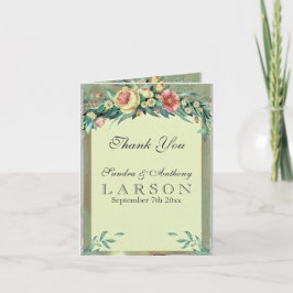 Waterverf Floral Green & Pink Weddenschap Bedankkaart