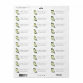 Waterverf Floral Green Silver-adres Etiket (Full Sheet)