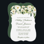 Waterverf Floral Green Wedding Invitation GSB Kaart<br><div class="desc">Waterverf Floral Botanical Green and White Weduwen Invitation - Green Script - Bracket Style - Green Back</div>