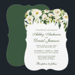 Waterverf Floral Green Wedding Invitation GSB Kaart<br><div class="desc">Waterverf Floral Botanical Green and White Weduwen Invitation - Green Script - Bracket Style - Green Back</div>
