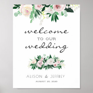 Waterverf Floral Green Welcome Wedding Poster