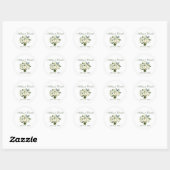 Waterverf Floral Green White Bouquet Wedding Ronde Sticker (Vel)