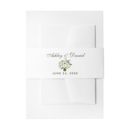 Waterverf Floral Green White Bouquet Wedding Uitnodigingen Wikkel