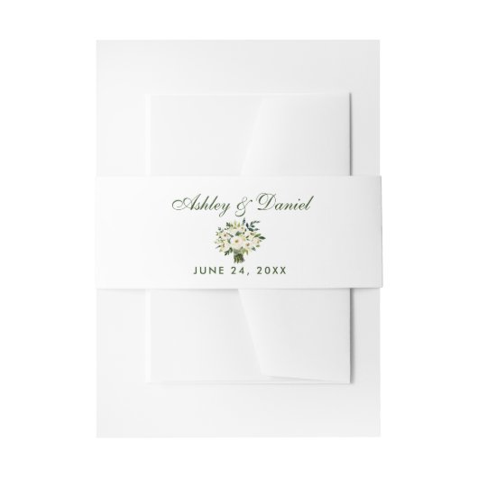 Waterverf Floral Green White Bouquet Wedding Uitnodigingen Wikkel (Voorkant Voorbeeld)