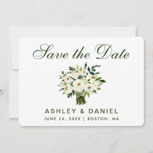 Waterverf Floral Green White slaat Datum B op Save The Date