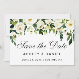 Waterverf Floral Green White slaat de datum op Save The Date