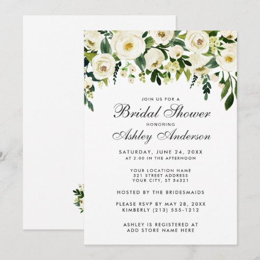 Waterverf Floral Green White Vrijgezellenfeest Kaart (Voorkant / Achterkant)