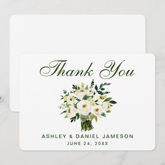 Waterverf Floral Green White Weddenschap Bedankt B (Voorkant / Achterkant)
