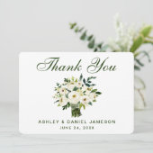 Waterverf Floral Green White Weddenschap Bedankt B (Staand voorkant)