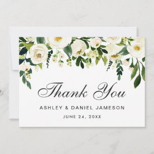 Waterverf Floral Green White Weddenschap Hartelijk Bedankkaart