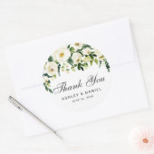 Waterverf Floral Green White Weddenschap Hartelijk Ronde Sticker (Envelop)
