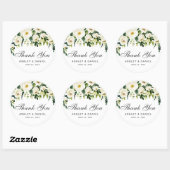 Waterverf Floral Green White Weddenschap Hartelijk Ronde Sticker (Vel)
