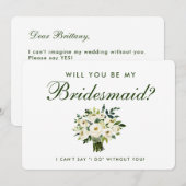 Waterverf Floral Green White Wedding Bridesmaid B Kaart (Voorkant / Achterkant)