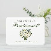 Waterverf Floral Green White Wedding Bridesmaid B Kaart (Staand voorkant)