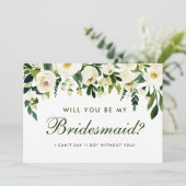 Waterverf Floral Green White Wedding Bridesmaid G Kaart (Staand voorkant)