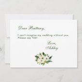 Waterverf Floral Green White Wedding Bridesmaid G Kaart (Achterkant)