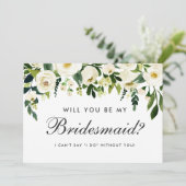 Waterverf Floral Green White Wedding Bridesmaid Kaart (Staand voorkant)