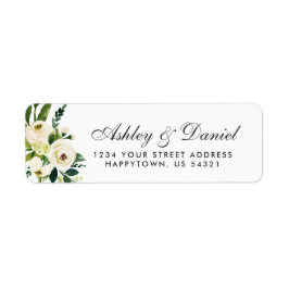 Waterverf Floral Green White Wedding Etiket