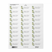Waterverf Floral Green White Wedding Etiket (Full Sheet)