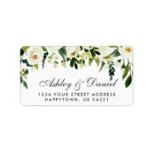 Waterverf Floral Green White Wedding Etiket (Voorkant)