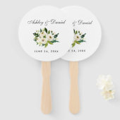 Waterverf Floral Green White Wedding Handwaaier (Voorkant en achterkant)