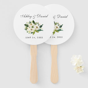 Waterverf Floral Green White Wedding Handwaaier
