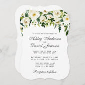 Waterverf Floral Green White Wedding Invitation B Kaart (Voorkant / Achterkant)