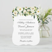 Waterverf Floral Green White Wedding Invitation E Kaart (Staand voorkant)