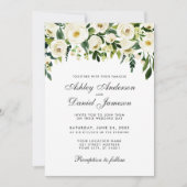Waterverf Floral Green White Wedding Invitation G Kaart (Voorkant)