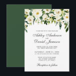 Waterverf Floral Green White Wedding Invitation G Kaart<br><div class="desc">Waterverf Floral Botanical Green and White Wedding Invitation Green Back</div>