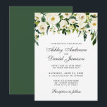Waterverf Floral Green White Wedding Invitation G Kaart<br><div class="desc">Waterverf Floral Botanical Green and White Wedding Invitation Green Back</div>
